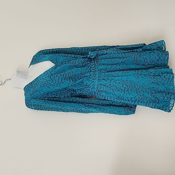 Lilly Pulitzer Alfie Silk Metallic Teal Bay Mini Dress Romper Long Sleeve Sz M - Picture 7 of 16